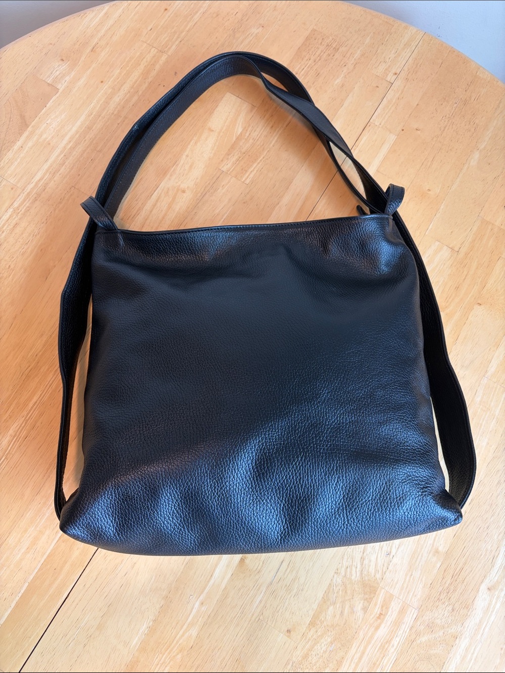 Made in Italy Black Pebbled LeatherConvertible Backpack /Shoulder Bag
